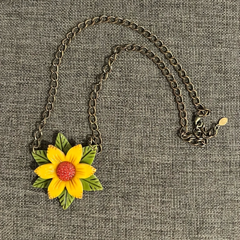 Yellow and green flower necklace